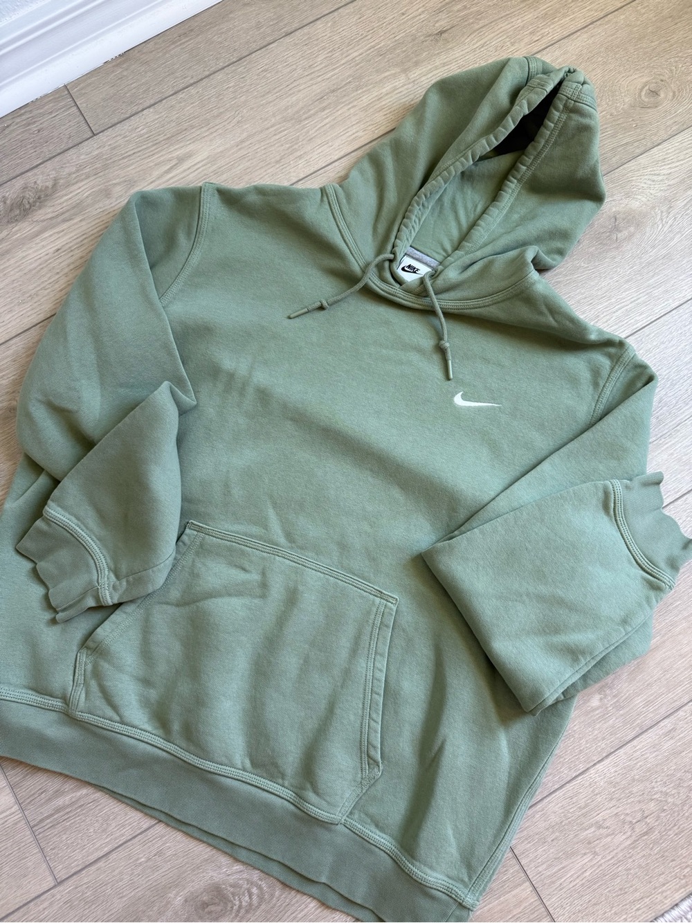 Nike Sage Green Crewneck Hoodie with White Swoosh